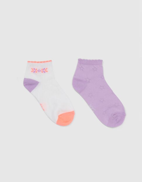 Chaussettes courtes lilas et blanches fille - IKKS