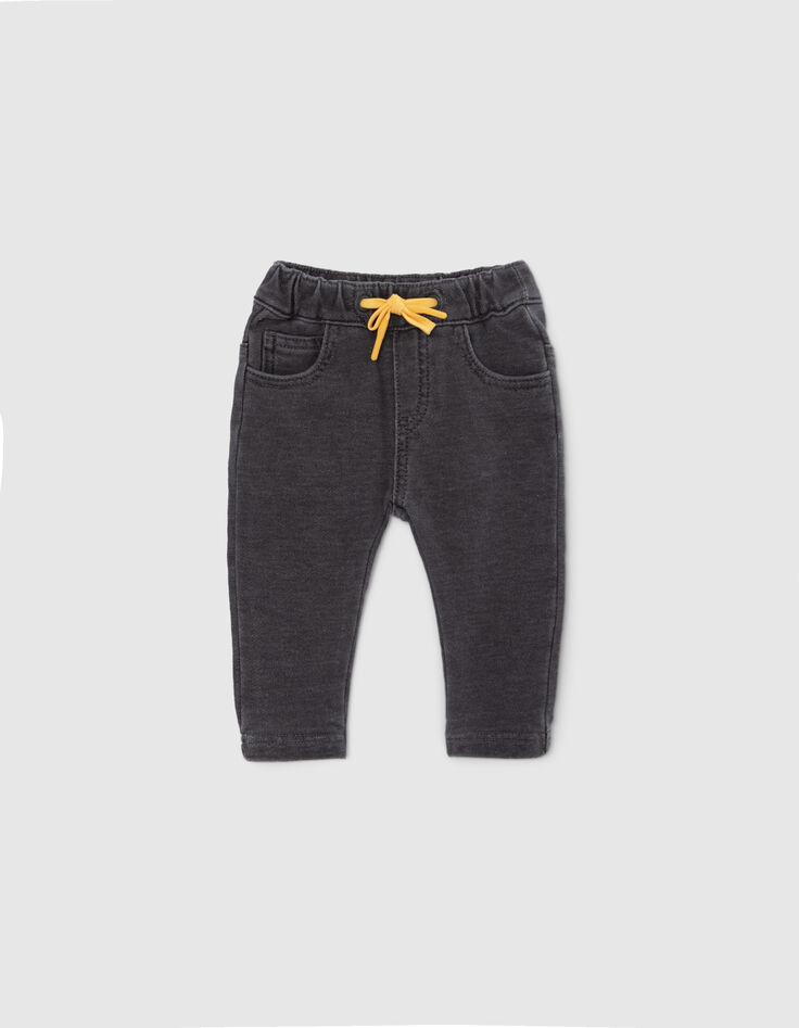 Baby boys’ grey knit trousers with yellow ties-1