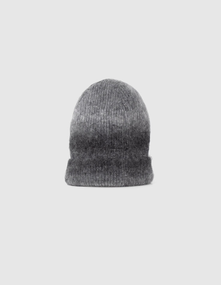 Bonnet gris tricot c&ocirc;tel&eacute; effet deep dye fille-2