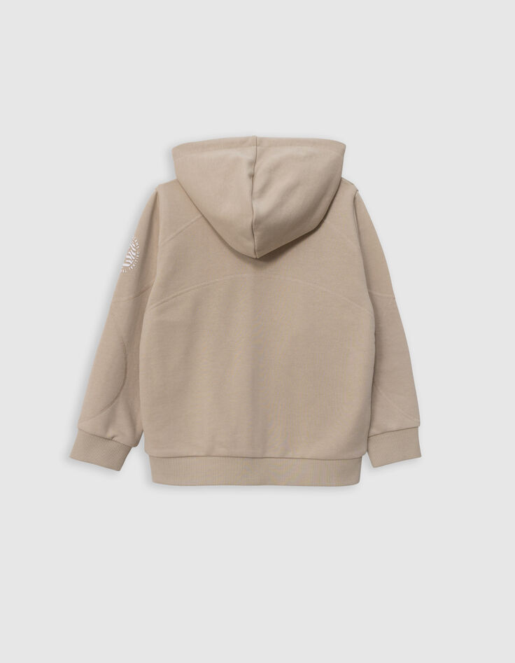 Cardigan beige à capuche zip bicolore garçon-3
