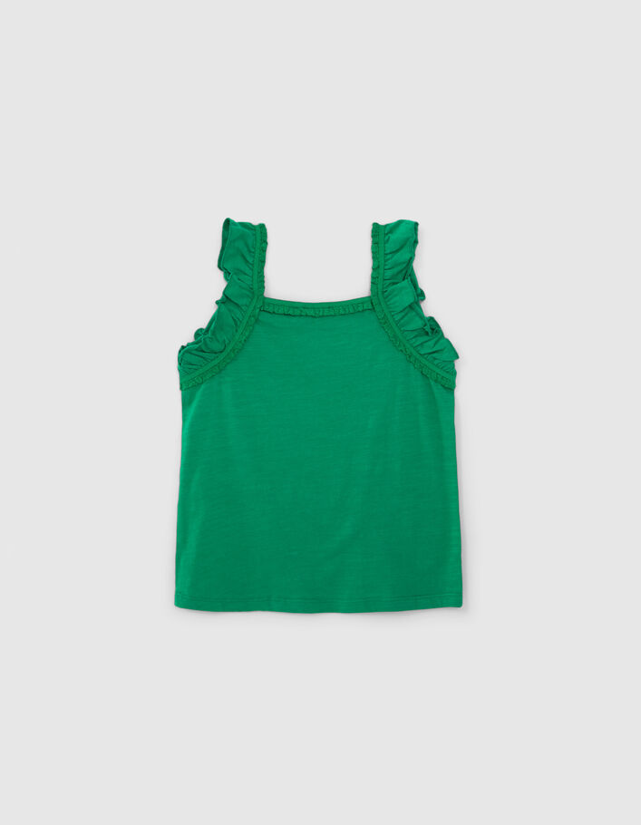 Girls’ green vest top with lace braid - IKKS