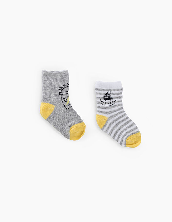 Baby boys' grey and yellow socks  - IKKS