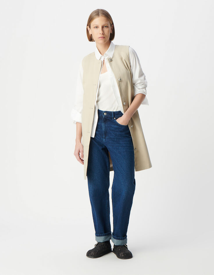 Beiger 2-in-1-Trenchcoat für Damen mit abnehmbarer Jacke-3