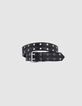 Ceinture noire cuir décor double œillets Femme-1