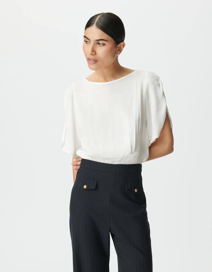 Combinaison bi-matière marine avec haut blanc Femme-6
