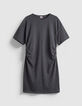 Robe t-shirt gris anthracite Femme-5
