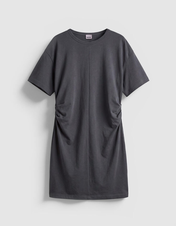 Robe t-shirt gris anthracite Femme-5