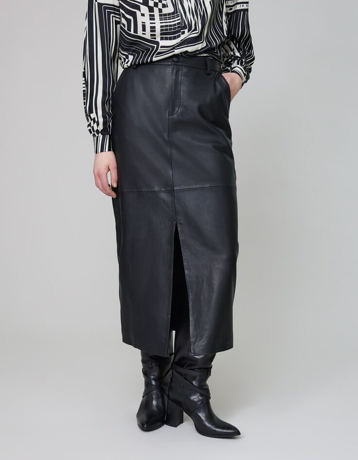 Pure Edition-Damenrock aus schwarzem Leder-1