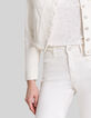 Cremefarbene Jeansjacke für Damen mit Zopfmuster-4