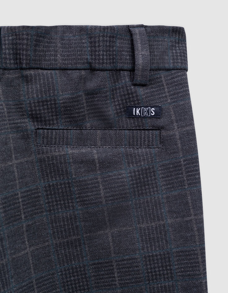 Pantalon gris maille motif prince-de-Galles garçon-4