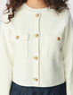 Women’s white knit short cardigan with patch pockets-5