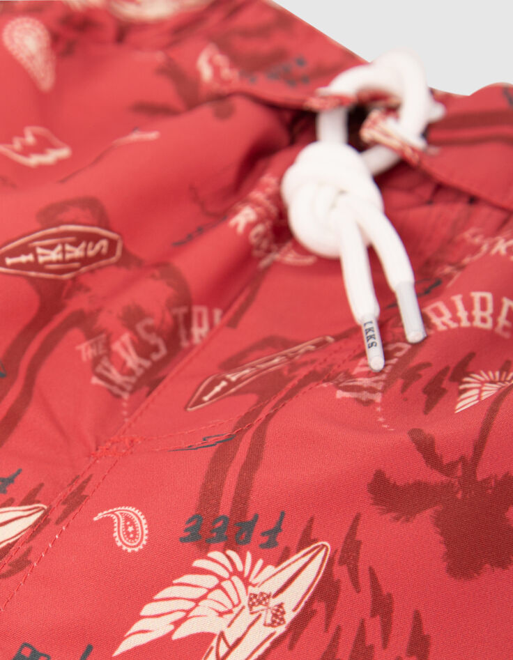 Boys’ red surf-rock print swim shorts-5