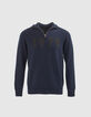 Men&rsquo;s navy knit IKKS x DUVILLARD zip-neck sweater-6