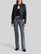 Women&rsquo;s black leather fitted jacket with quilted shoulders-1