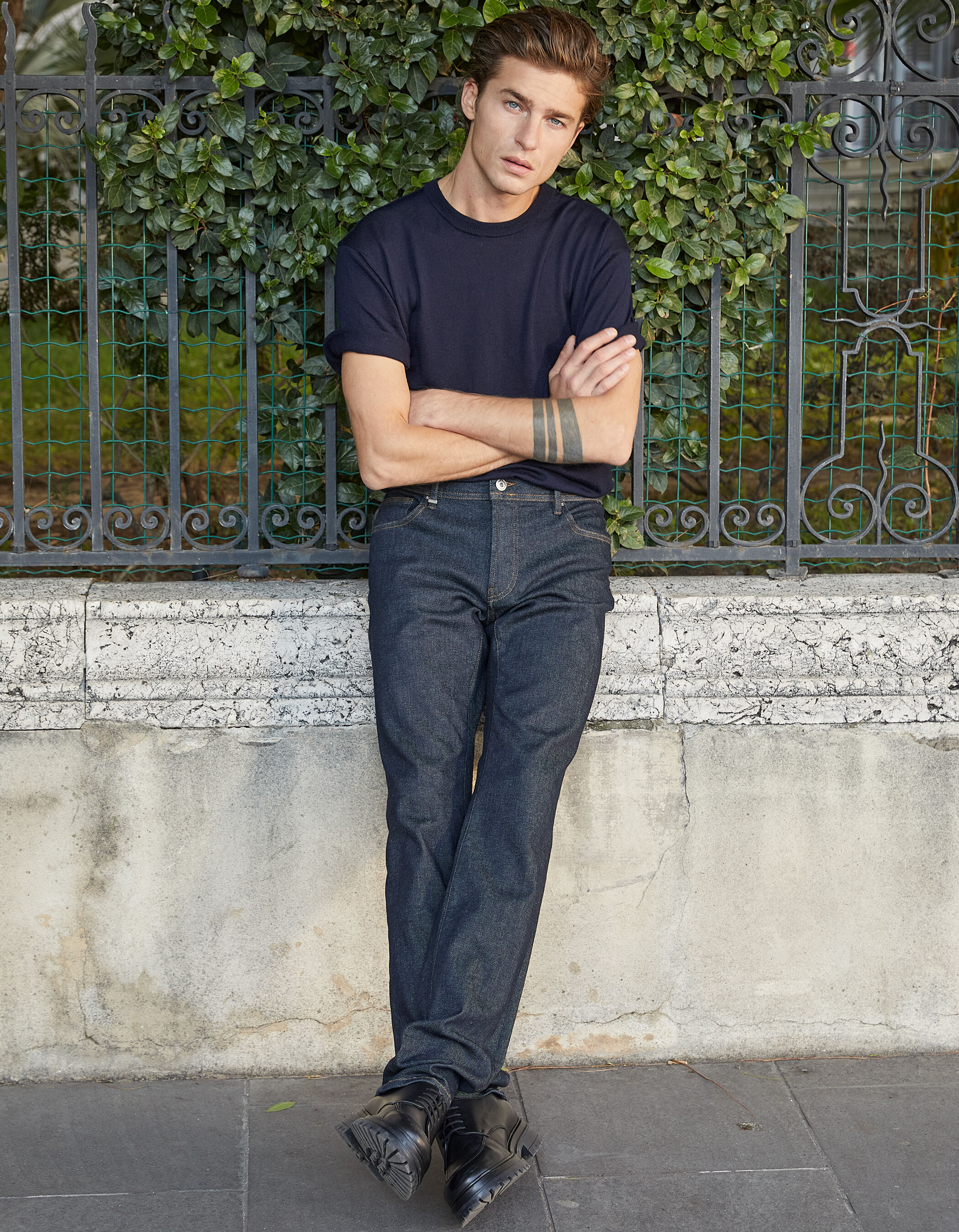 Men s dark blue POWER STRETCH raw SLIM jeans