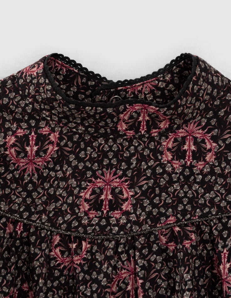 Baby girls’ black lily print dress-2