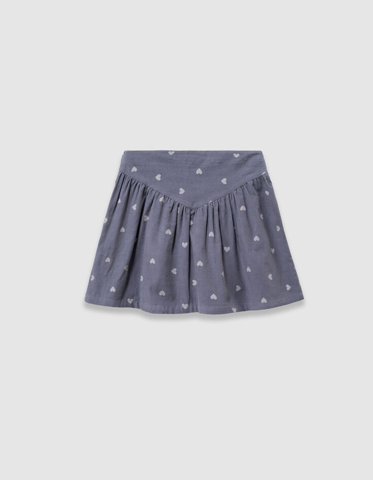 Korte blauwe fluwelen rok hartmotief meisjes-5
