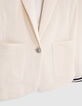 Americana blanco roto cropped vueltas rayas mujer-4
