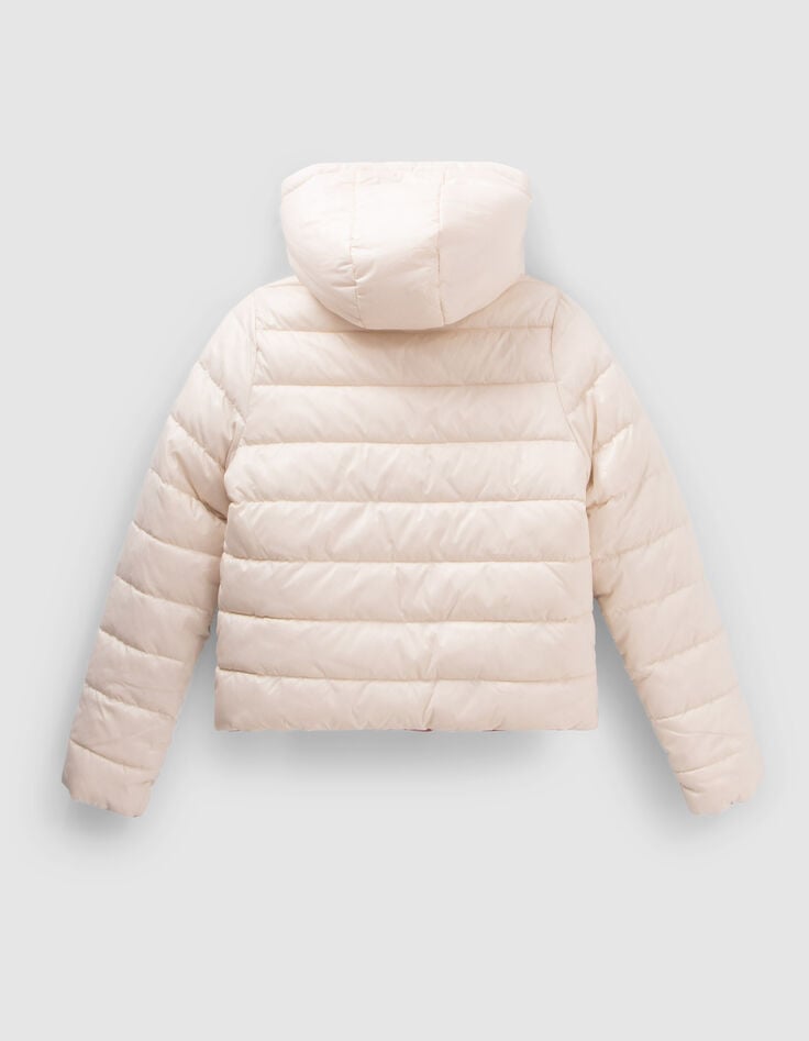 Doudoune r&eacute;versible &eacute;crue ou terracotta fille-4
