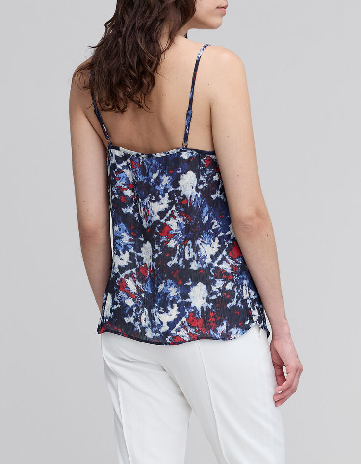 Tee-shirt femme imprim&eacute; fleurs batik marine recycl&eacute;-3