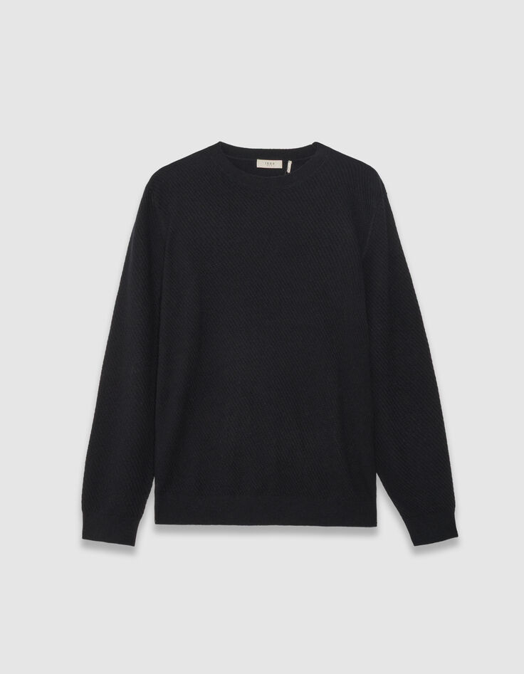 Marineblauer Herrenpullover Reliefstrick Rundhals-5 Marineblauer Herrenpullover Reliefstrick Rundhals-5