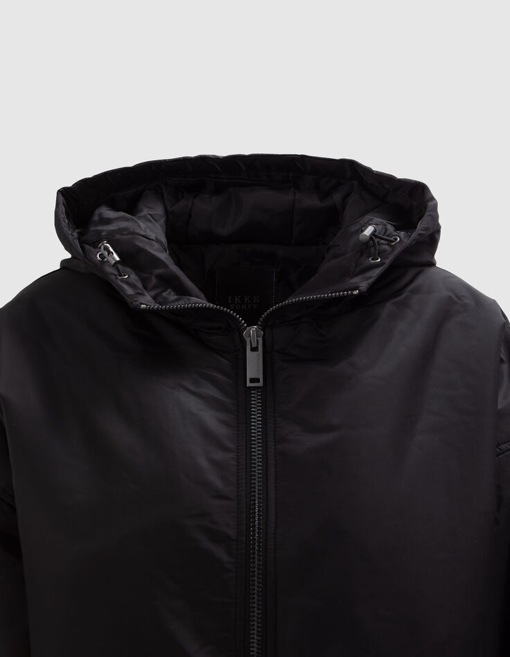 Parka negra largo medio bomber mujer-5