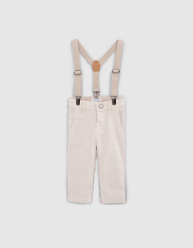 Pantalon cérémonie beige rayé à bretelles bébé garçon - IKKS