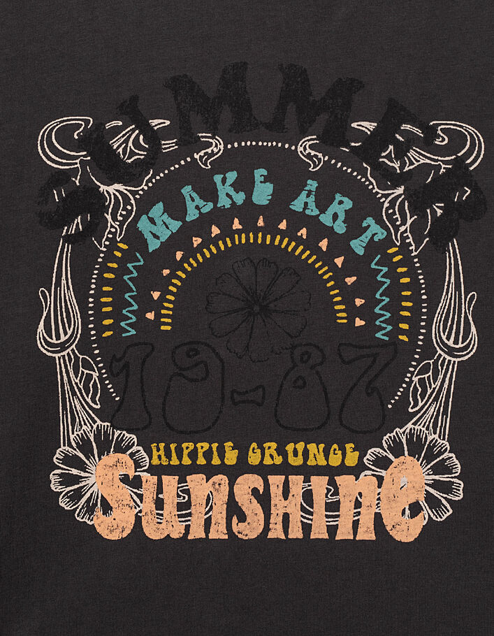 Tee-shirt gris anthracite SUMMER Sunshine fille - IKKS