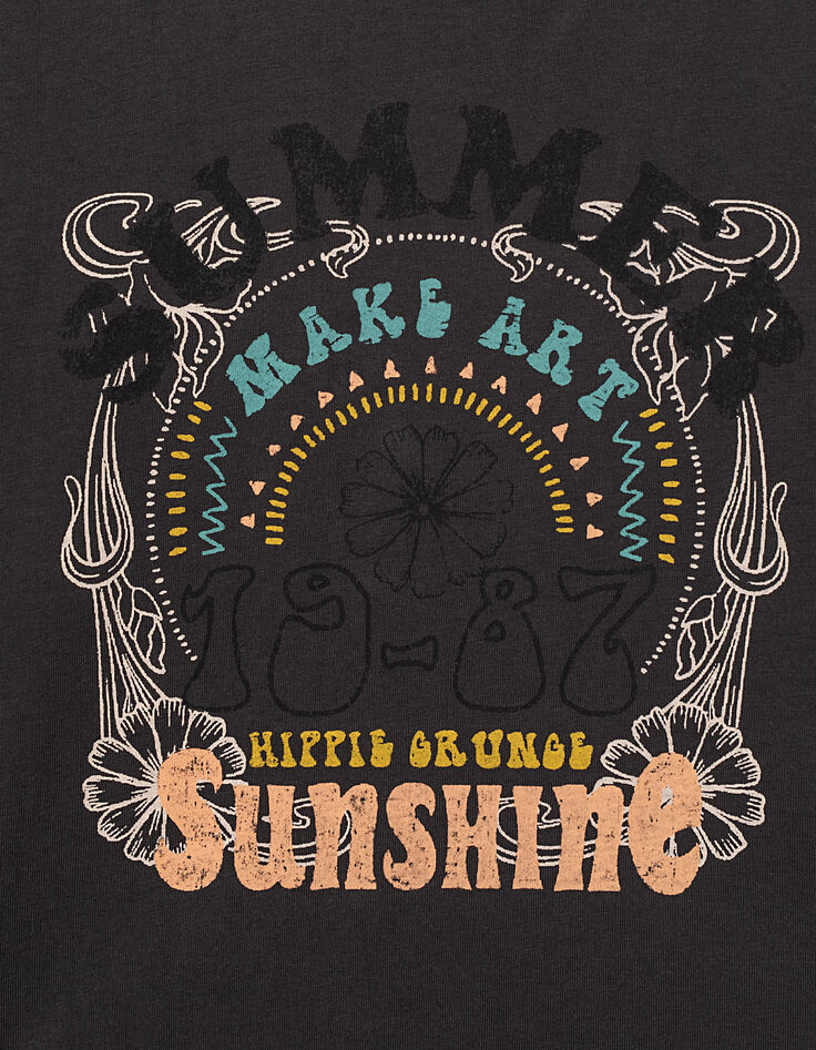 Tee-shirt gris anthracite SUMMER Sunshine fille-5 Tee-shirt gris anthracite SUMMER Sunshine fille-5