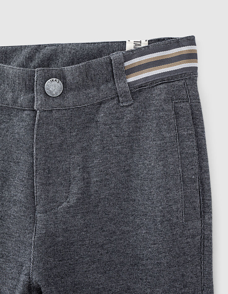 Pantalon gris anthracite maille à ceinture rayée garçon -4