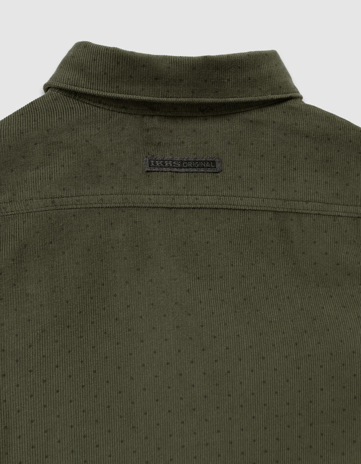 Khaki Jungenhemd lange Ärmel Velours Punkte-7
