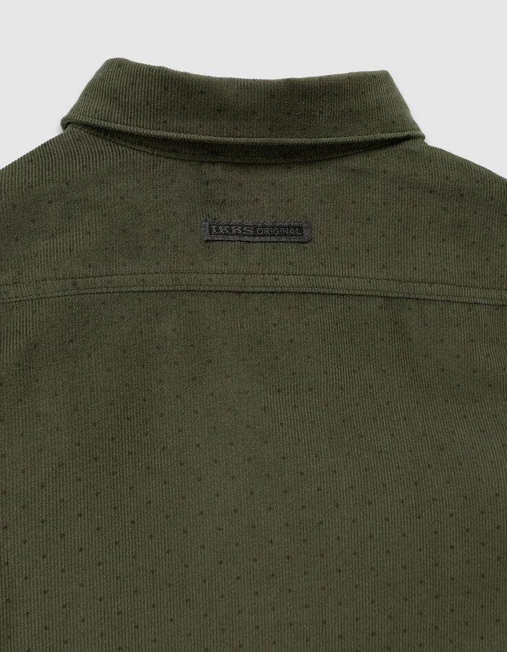 Khaki Jungenhemd lange Ärmel Velours Punkte-7 Khaki Jungenhemd lange Ärmel Velours Punkte-7
