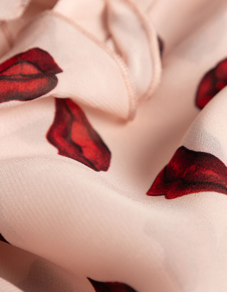 Ärmelloses Damen-Voiletop in rosa, bunter Mundprint-6