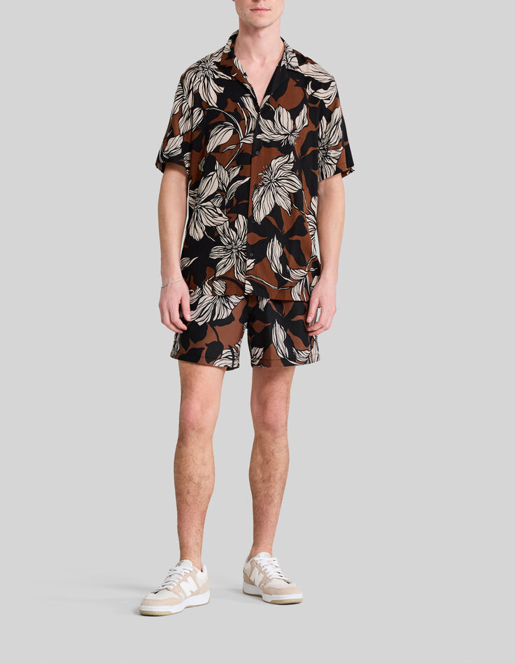 Bañador short chocolate reciclado maxi flores hombre-2