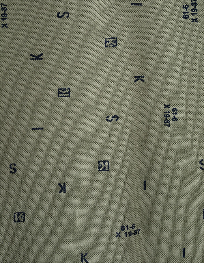 Boys’ light khaki all-over letter print polo shirt  - IKKS