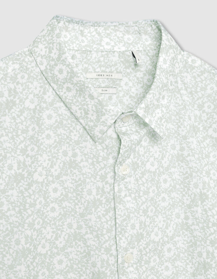 Slim getailleerd groen overhemd Liberty stof motief bloemen Heren-5