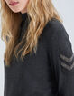 Vestido jersey gris punto cuello chimenea mujer-4