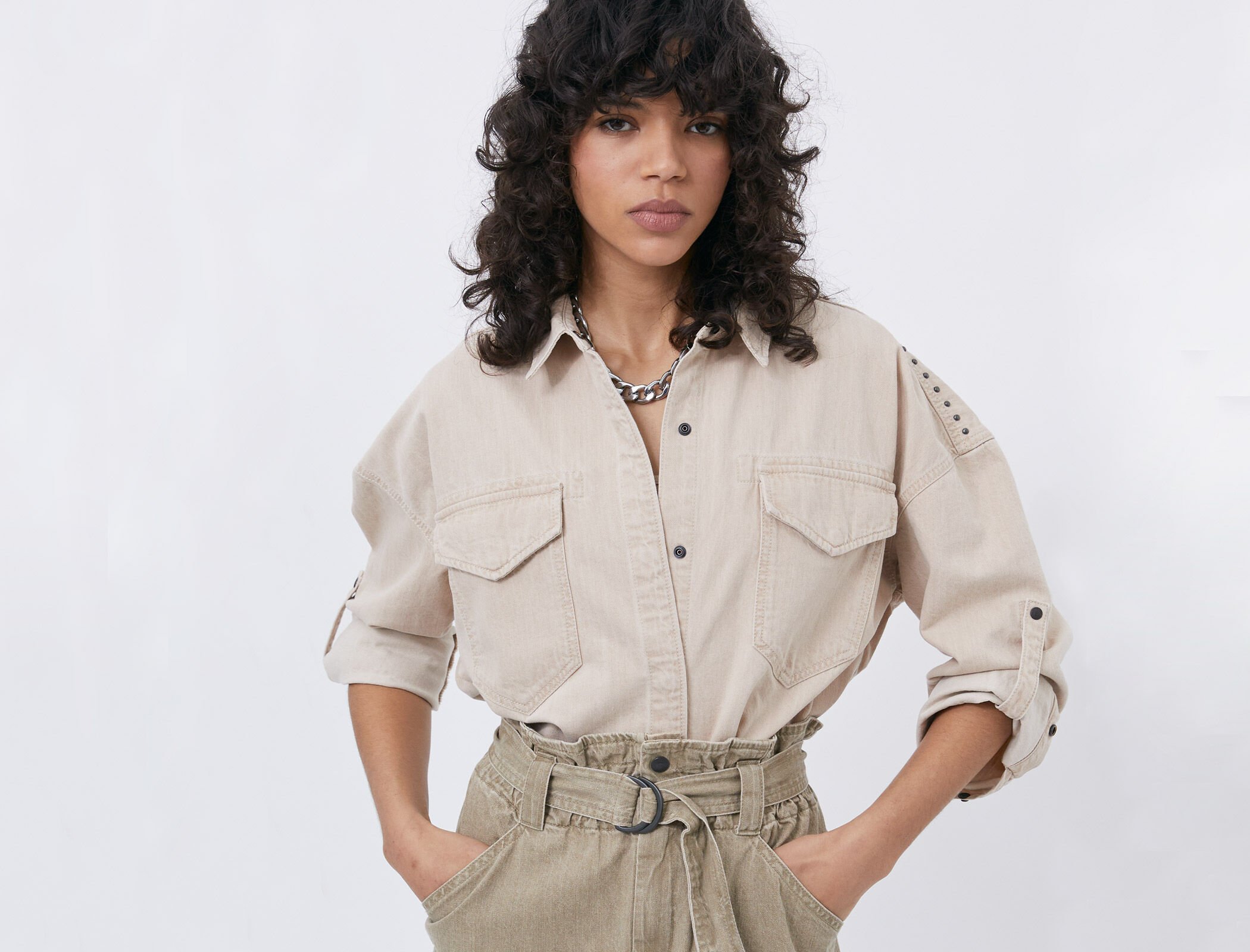 Chemise Terra denim Desert avec decor clous femme