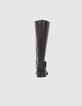 Women’s black leather biker-style boots with lugged sole-3