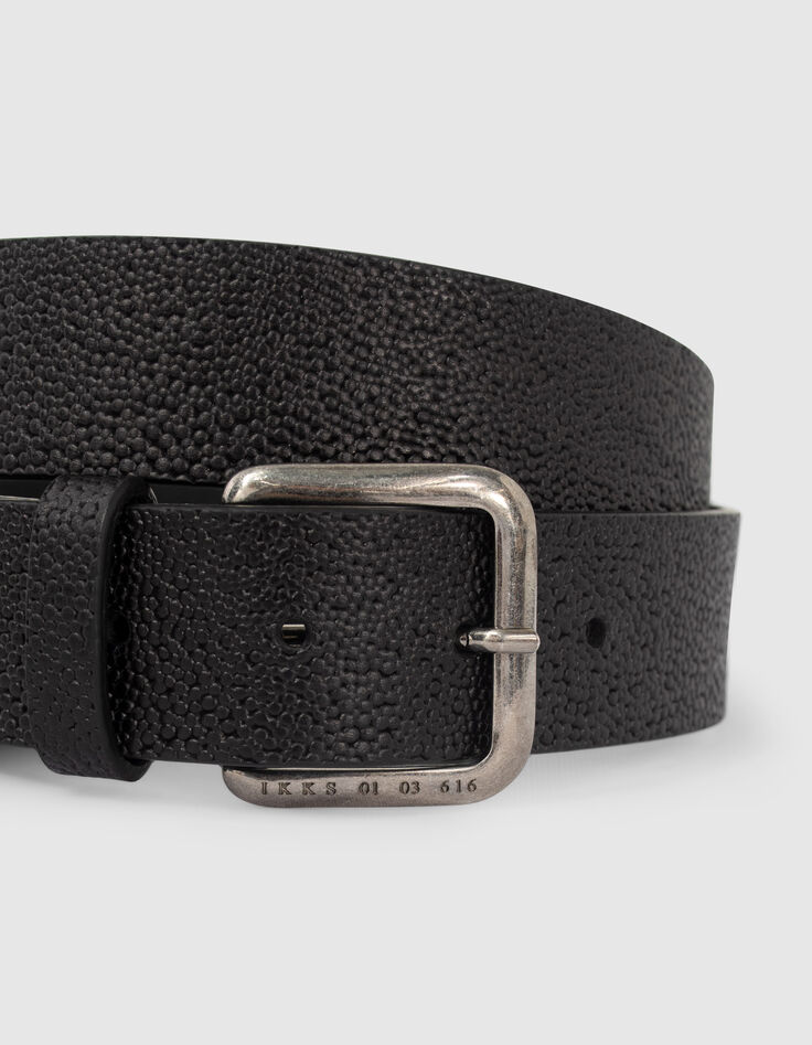 Ceinture noire en cuir effet galuchat Homme-2