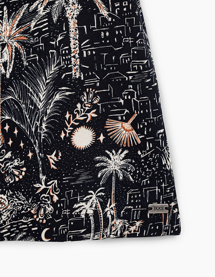 Zwart overhemd print medina en palmen jongens  - IKKS