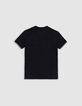 T-shirt noir jacquard motif pois garçon-3