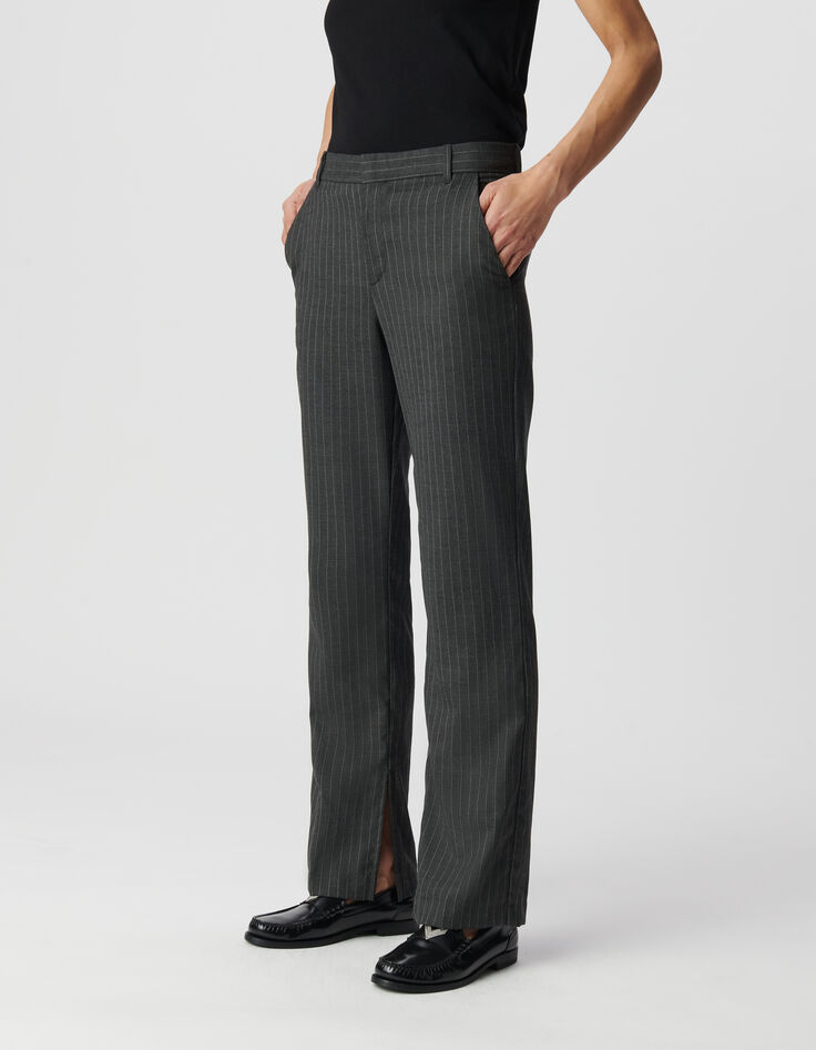 Women's gray striped tennis suit pants-2
