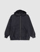Blouson noir à capuche fille-4