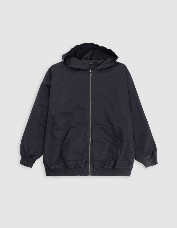 Blouson noir à capuche fille-4