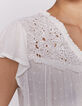 Women’s ecru embroidered dotted Swiss viscose top-4