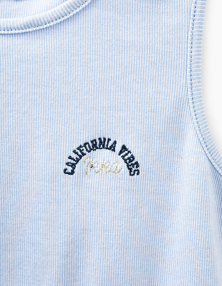 Robe bleu ciel à fines côtes fille-3