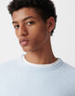 Men's sky slub knit sweater with rolled edges-4
