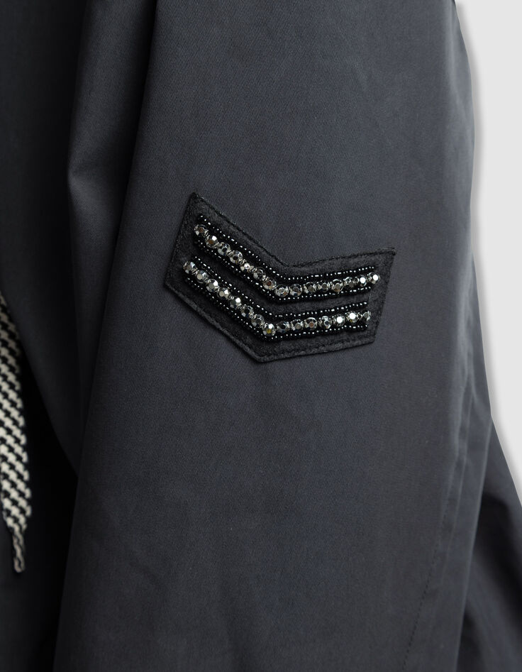 Parka noire fourr&eacute;e &agrave; capuche Femme-6
