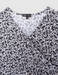 Cremeweißes langes Mädchenkleid mit schwarzem Blumenprint-2